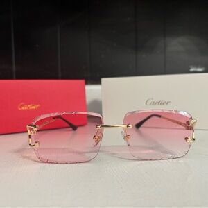 Cartier Gold and Pink Rimless Glasses